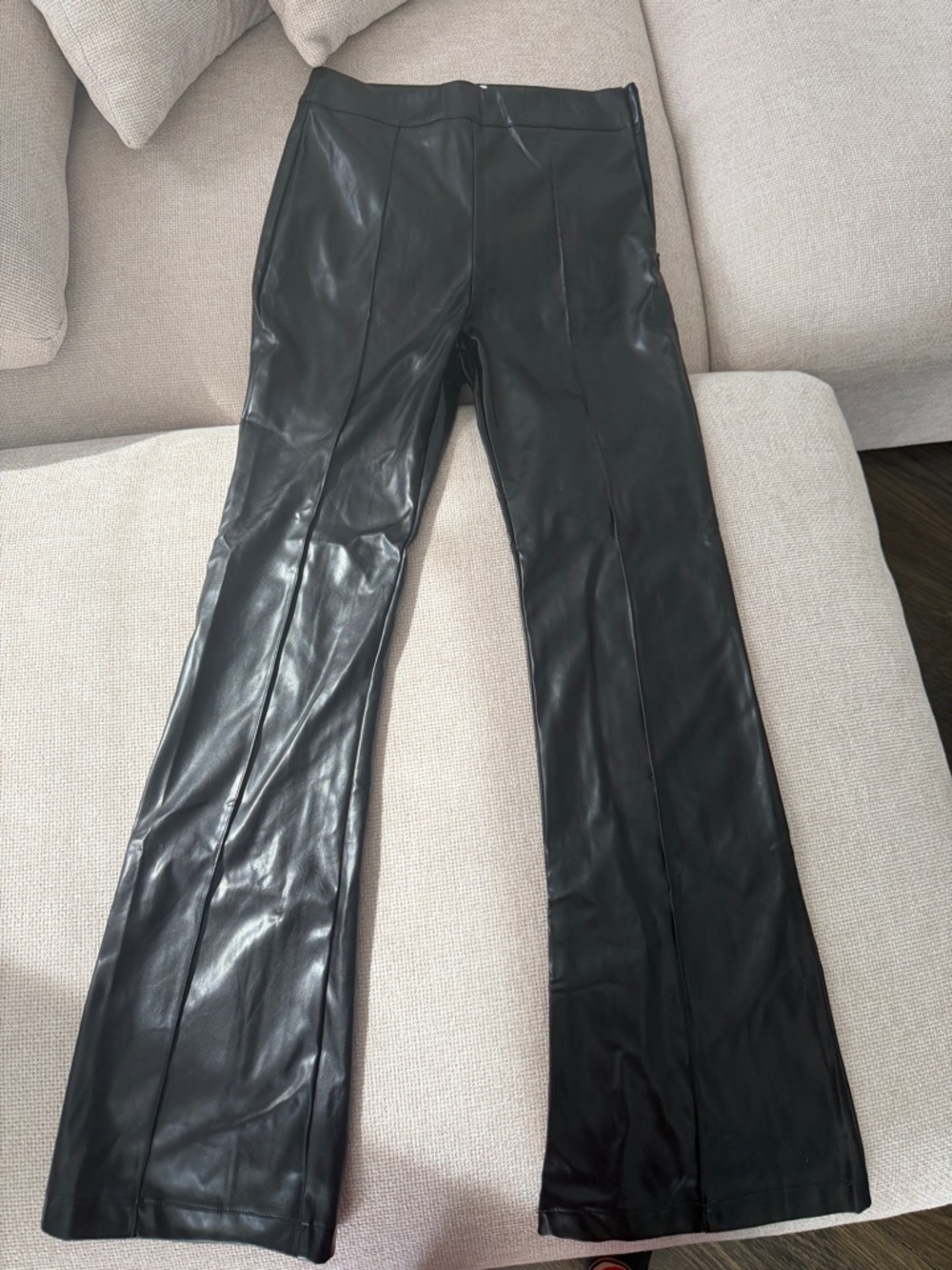 Princess Polly Black Faux Leather Flare Pants